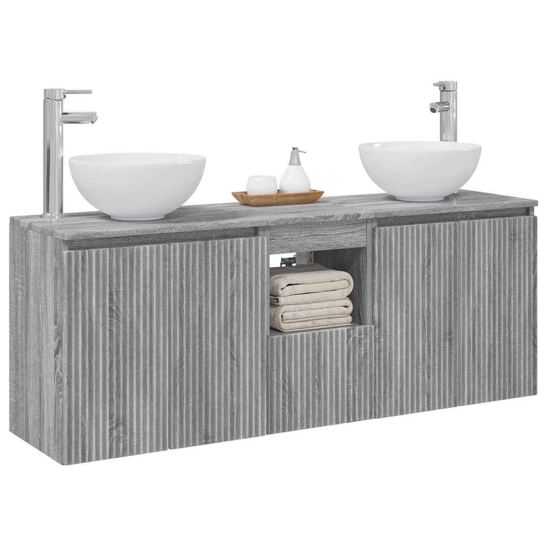 Badeværelsesskabsæt 3 stk. Grå Sonoma 49,5 x 35 x 63 cm