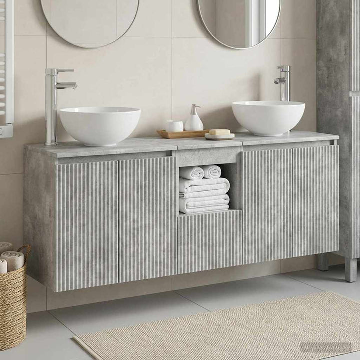 Badeværelsesskabsæt 3 stk. Betongrå 49,5 x 41 x 64,5 cm