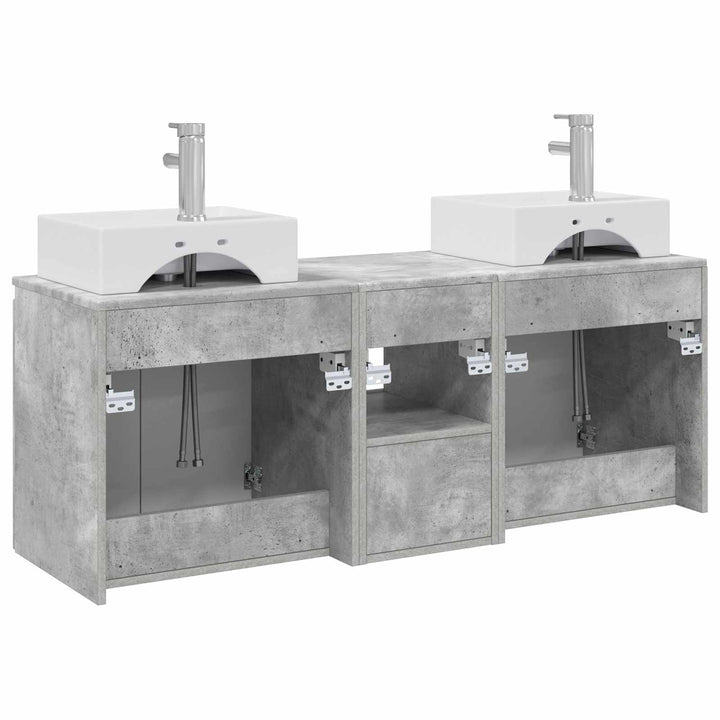 Badeværelsesskabsæt 3 stk. Betongrå 49,5 x 41 x 62,5 cm