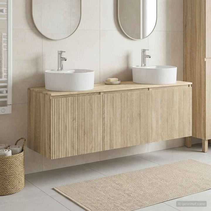 Badeværelsesskabsæt 3 stk. Sonoma-eg 49,5 x 44,5 x 65 cm