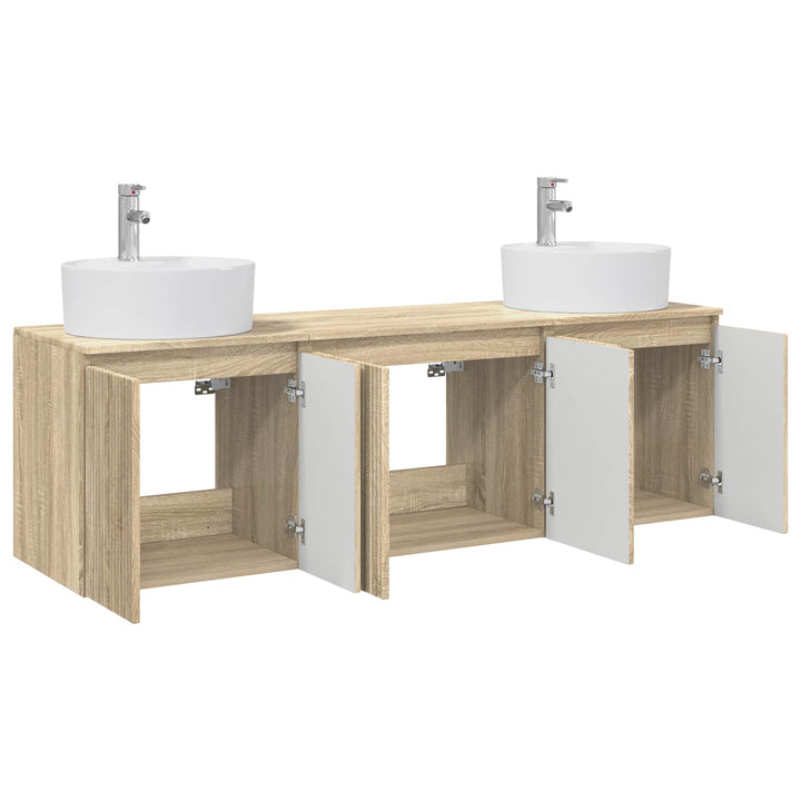 Badeværelsesskabsæt 3 stk. Sonoma-eg 49,5 x 44,5 x 65 cm