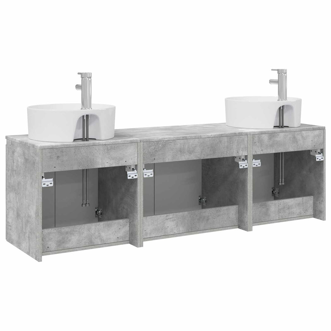 Badeværelsesskabsæt 3 stk. Betongrå 49,5 x 44,5 x 65 cm