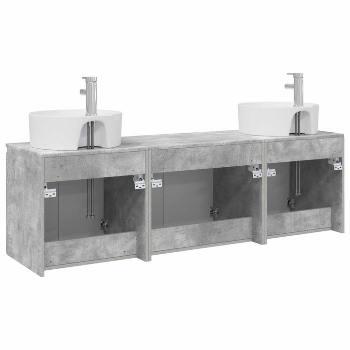 Badeværelsesskabsæt 3 stk. Betongrå 49,5 x 44,5 x 65 cm