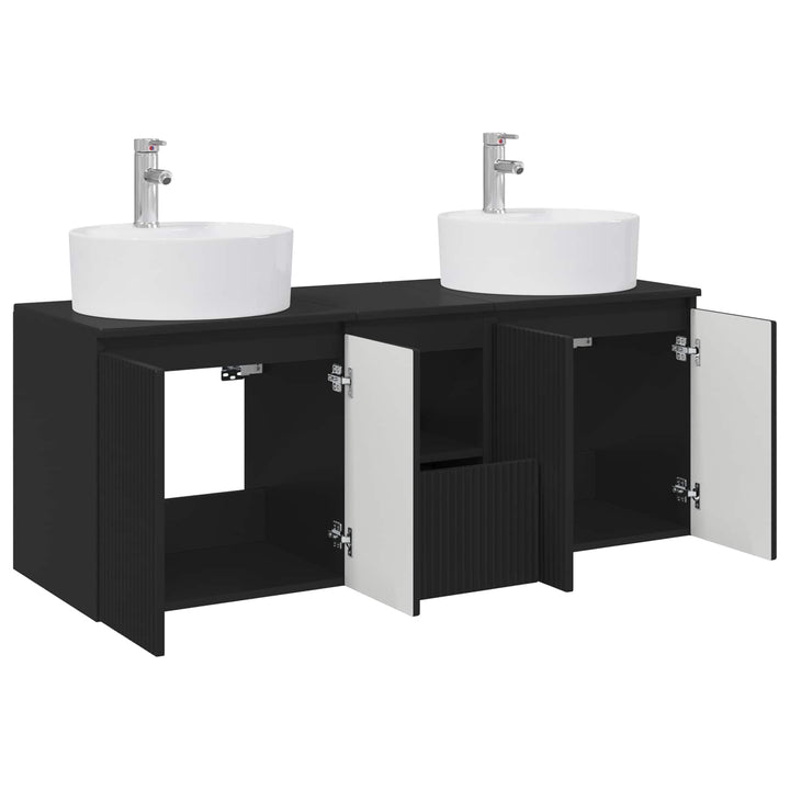 Badeværelsesskabsæt 3 stk. Sort 49,5 x 44,5 x 65 cm