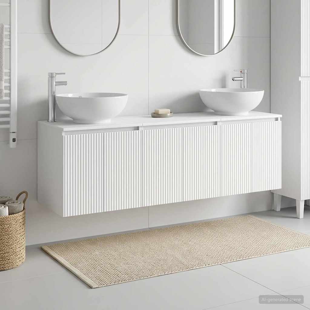 Badeværelsesskabsæt 3 stk. Hvid 49,5 x 44,5 x 65 cm