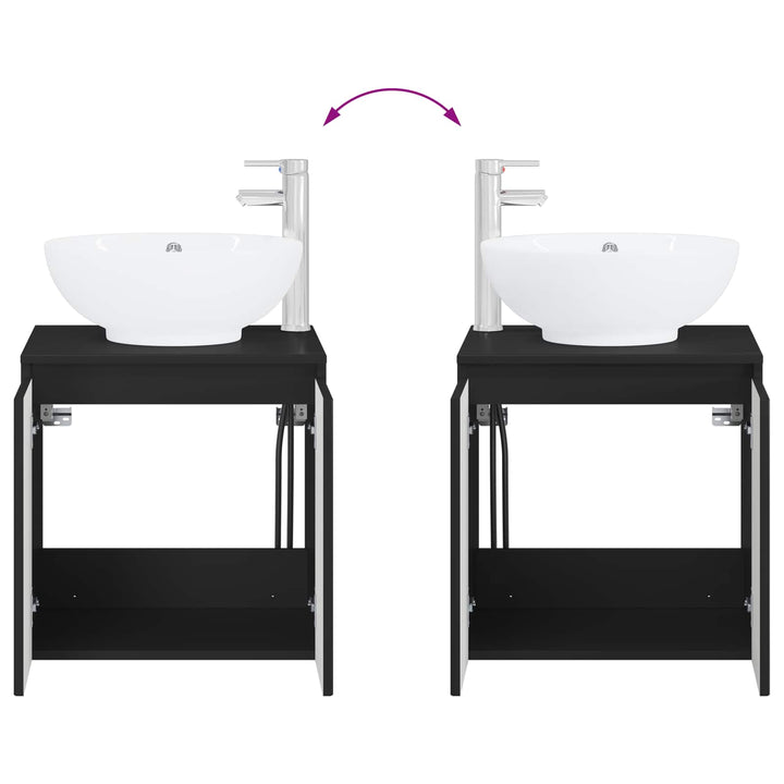 Badeværelsesskabsæt 3 stk. Sort 49,5 x 44,5 x 65 cm