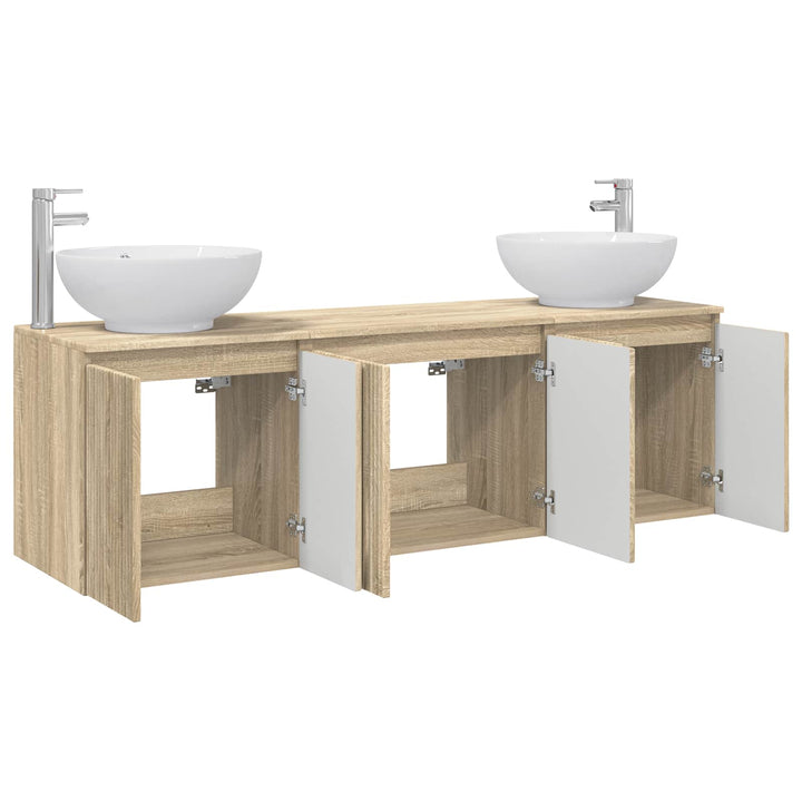 Badeværelsesskabsæt 3 stk. Sonoma-eg 49,5 x 44,5 x 65 cm
