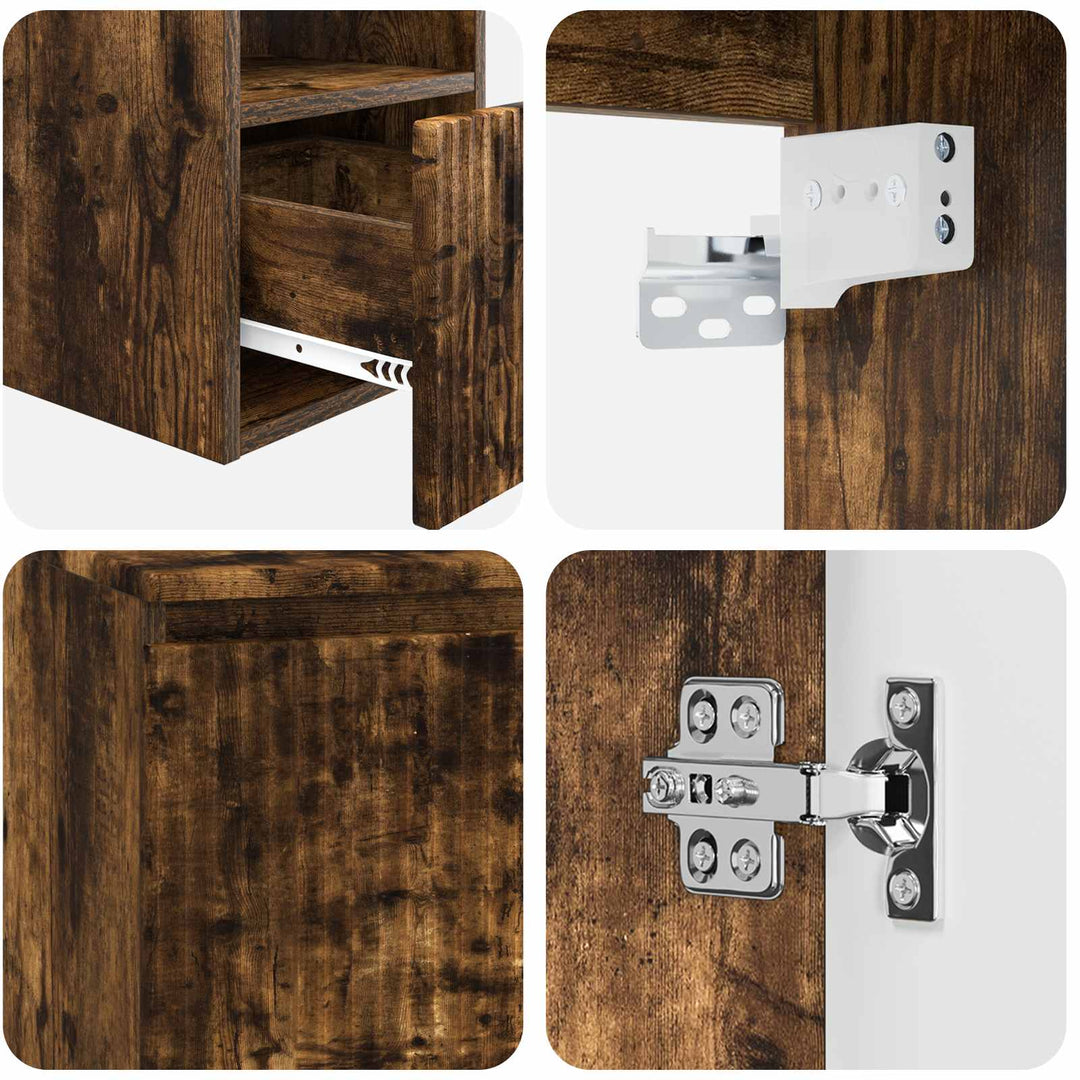Badeværelsesskabsæt 3 stk. Røget eg 49,5 x 44,5 x 65 cm