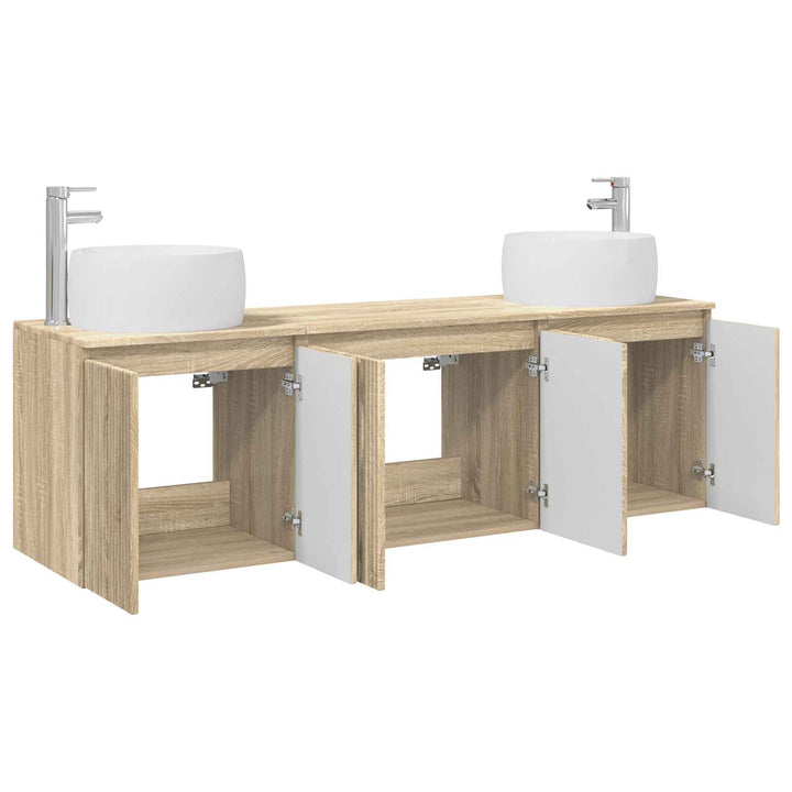 Badeværelsesskabsæt 3 stk. Sonoma-eg 49,5 x 44,5 x 66 cm