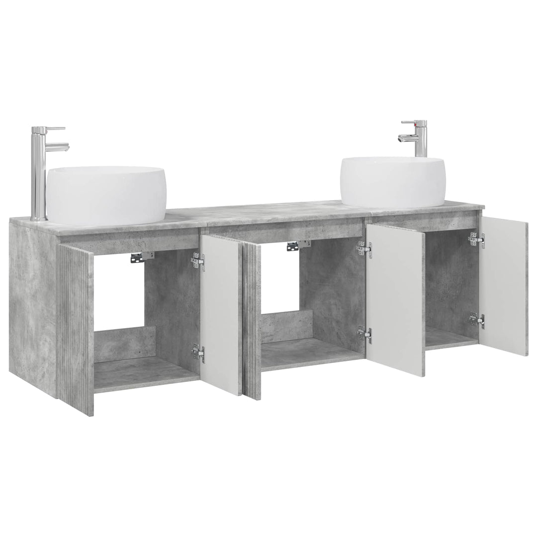 Badeværelsesskabsæt 3 stk. Betongrå 49,5 x 44,5 x 66 cm