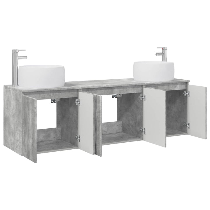 Badeværelsesskabsæt 3 stk. Betongrå 49,5 x 44,5 x 66 cm