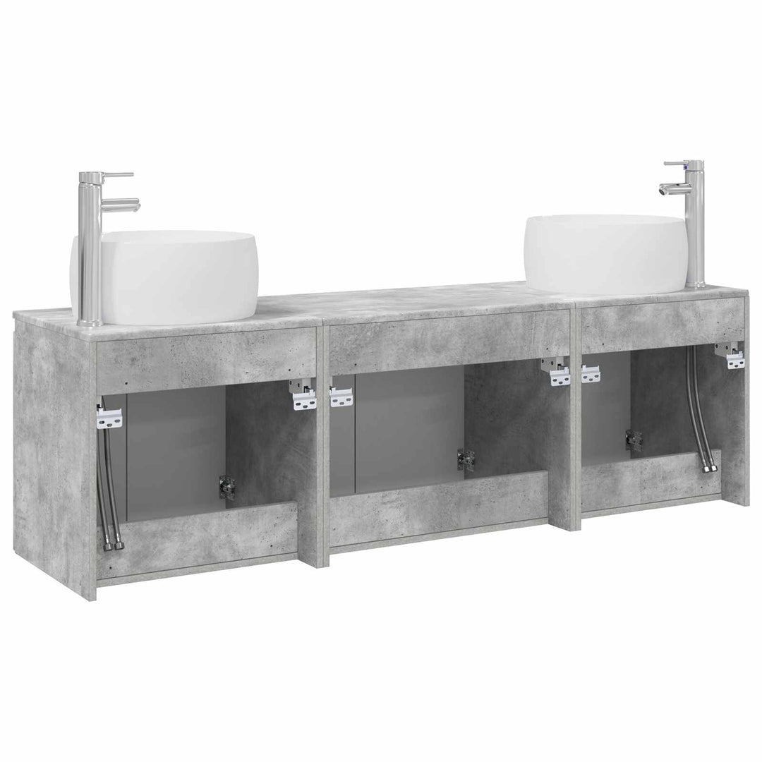 Badeværelsesskabsæt 3 stk. Betongrå 49,5 x 44,5 x 66 cm
