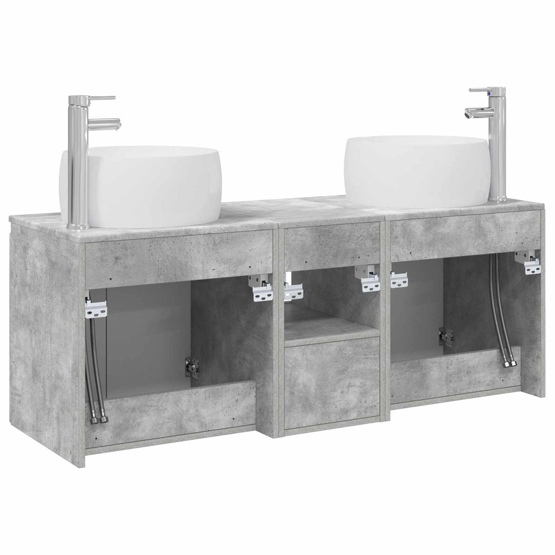 Badeværelsesskabsæt 3 stk. Betongrå 49,5 x 44,5 x 66 cm