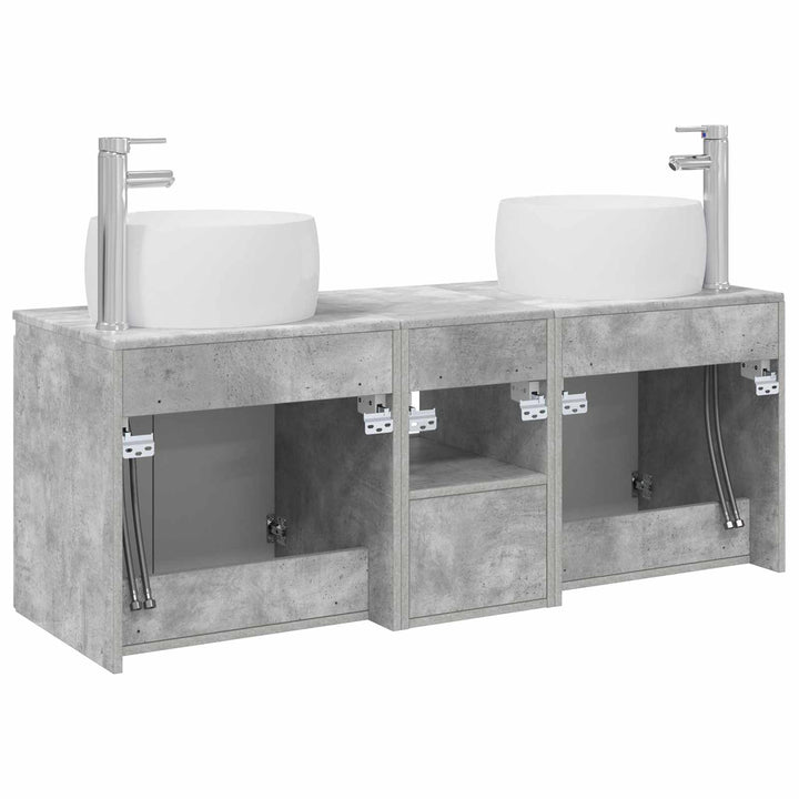 Badeværelsesskabsæt 3 stk. Betongrå 49,5 x 44,5 x 66 cm