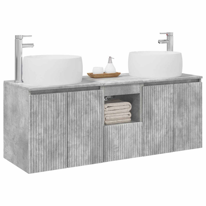 Badeværelsesskabsæt 3 stk. Betongrå 49,5 x 44,5 x 66 cm