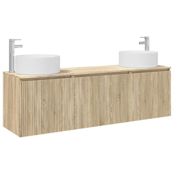 Badeværelsesskabsæt 3 stk. Sonoma-eg 49,5 x 44,5 x 65,5 cm