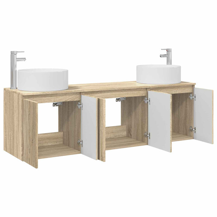 Badeværelsesskabsæt 3 stk. Sonoma-eg 49,5 x 44,5 x 65,5 cm