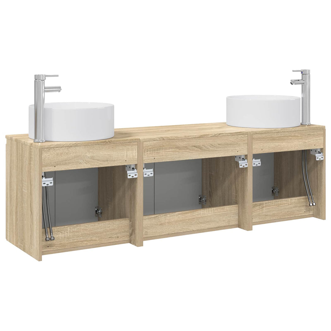 Badeværelsesskabsæt 3 stk. Sonoma-eg 49,5 x 44,5 x 65,5 cm