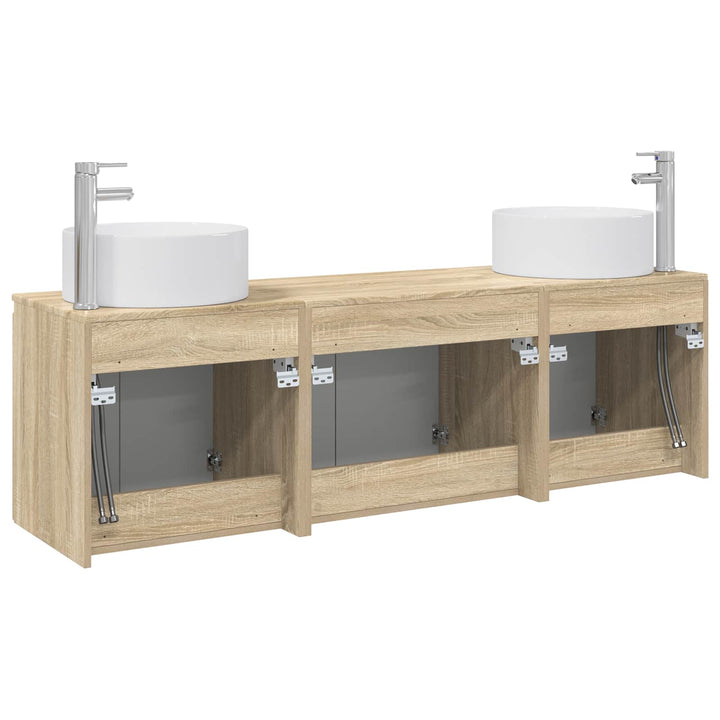 Badeværelsesskabsæt 3 stk. Sonoma-eg 49,5 x 44,5 x 65,5 cm