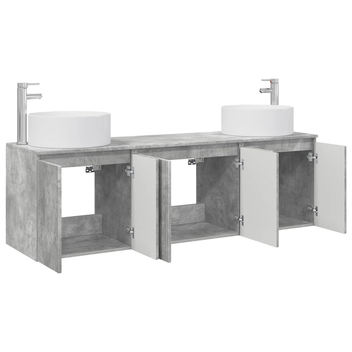 Badeværelsesskabsæt 3 stk. Betongrå 49,5 x 44,5 x 65,5 cm