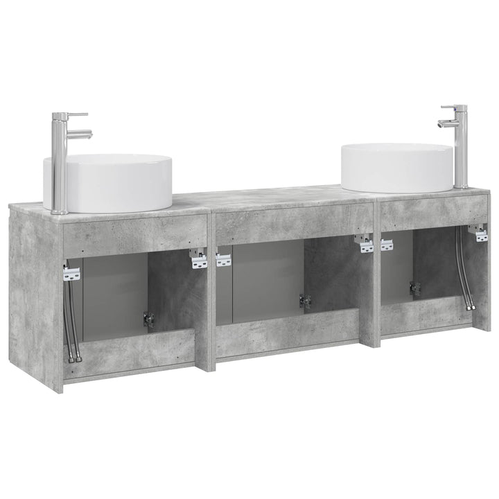 Badeværelsesskabsæt 3 stk. Betongrå 49,5 x 44,5 x 65,5 cm