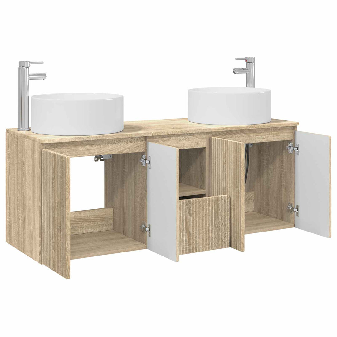 Badeværelsesskabsæt 3 stk. Sonoma-eg 49,5 x 44,5 x 65,5 cm