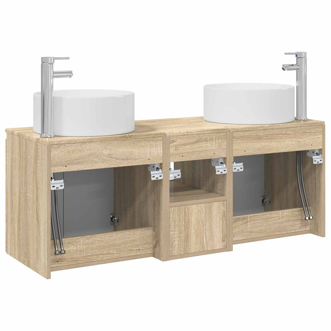 Badeværelsesskabsæt 3 stk. Sonoma-eg 49,5 x 44,5 x 65,5 cm
