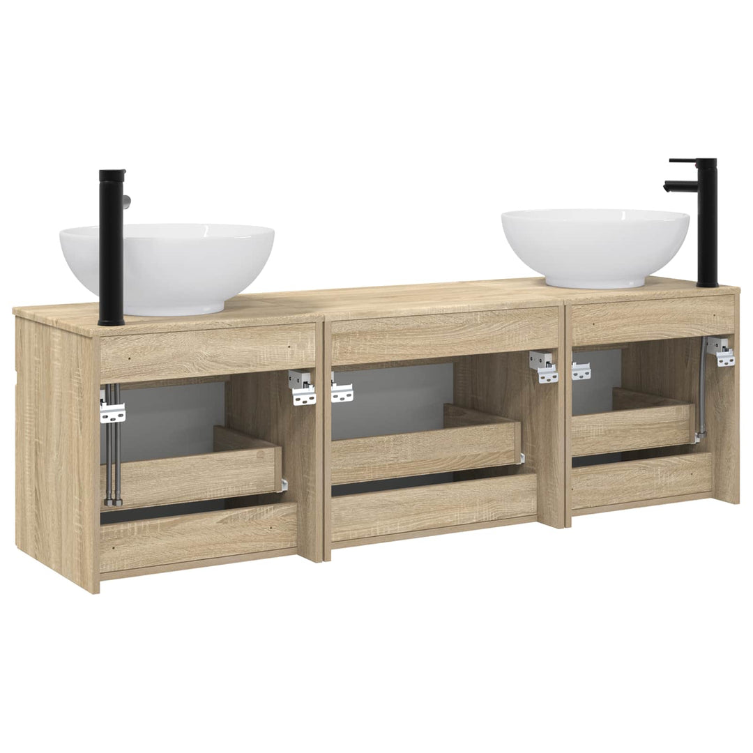 Badeværelsesskabsæt 3 stk. Sonoma-eg 49 x 44,5 x 66,5 cm