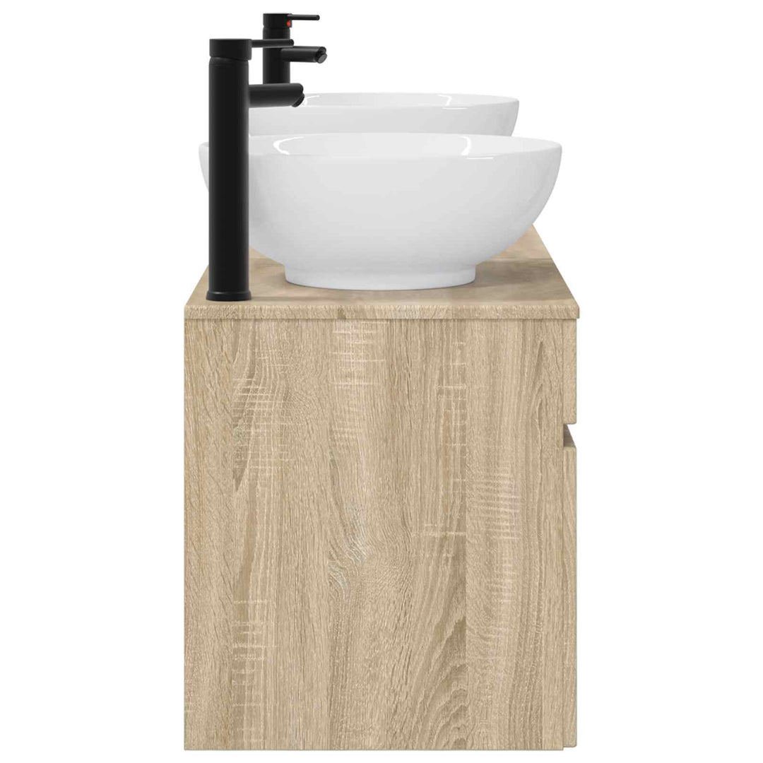 Badeværelsesskabsæt 3 stk. Sonoma-eg 49 x 44,5 x 66,5 cm