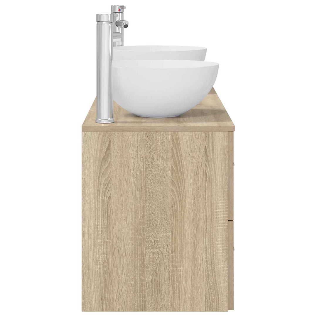 Badeværelsesskabsæt 3 stk. Sonoma-eg 49,5 x 35 x 63 cm