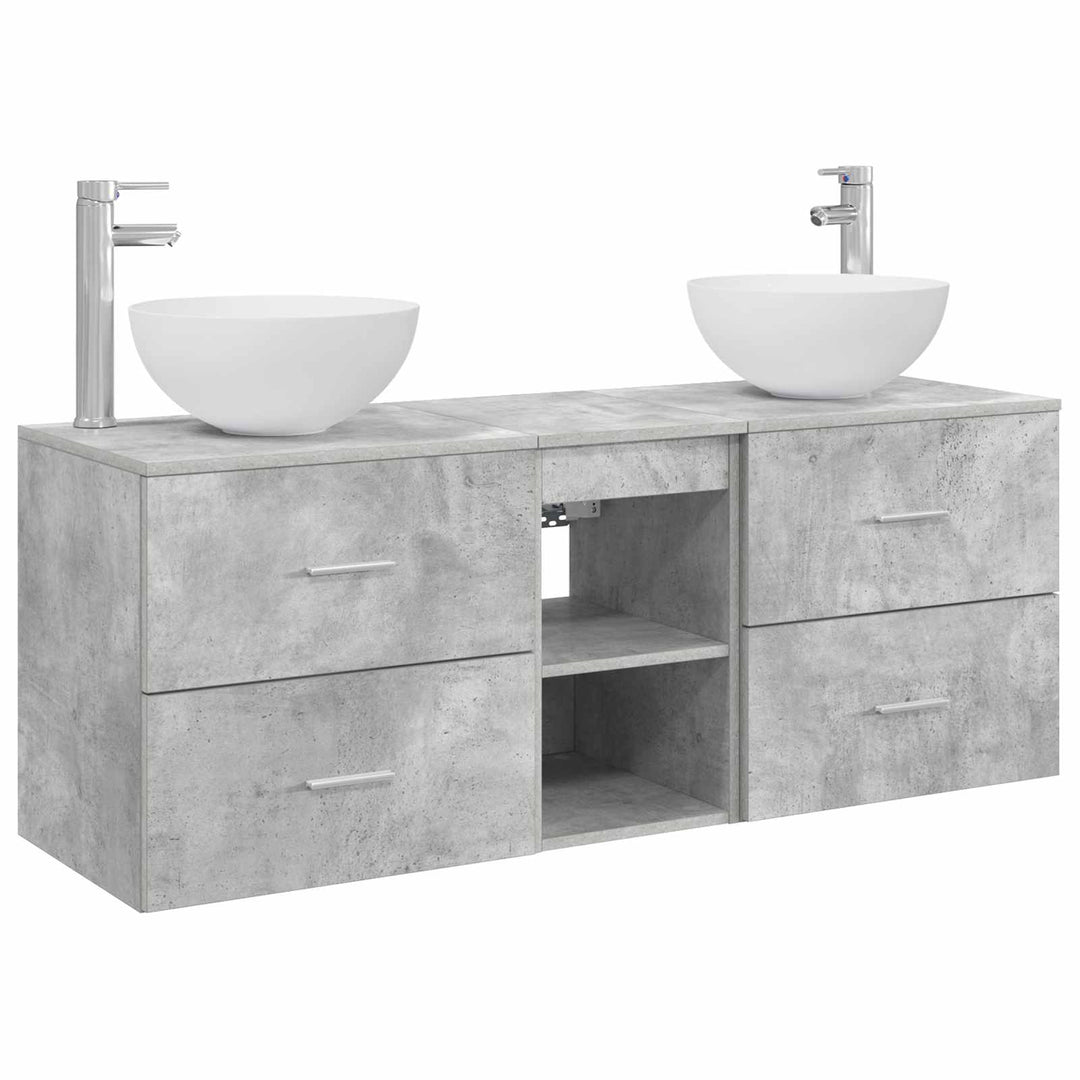 Badeværelsesskabsæt 3 stk. Betongrå 49,5 x 41 x 64,5 cm