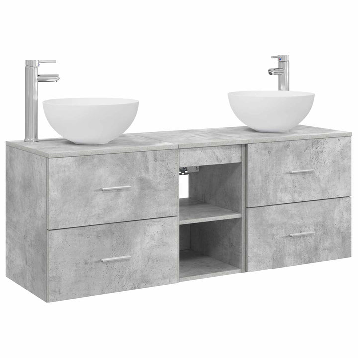 Badeværelsesskabsæt 3 stk. Betongrå 49,5 x 41 x 64,5 cm