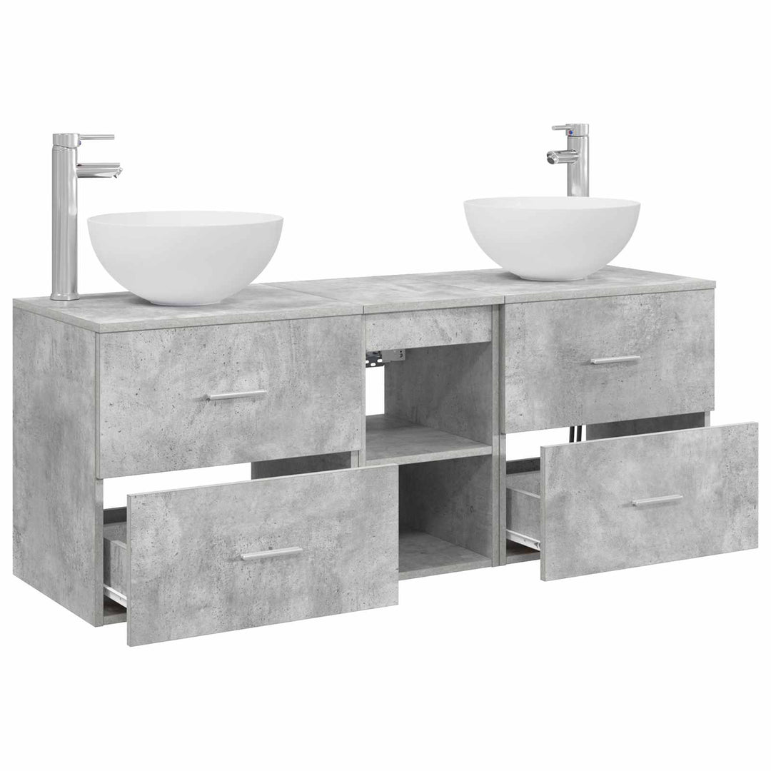 Badeværelsesskabsæt 3 stk. Betongrå 49,5 x 41 x 64,5 cm