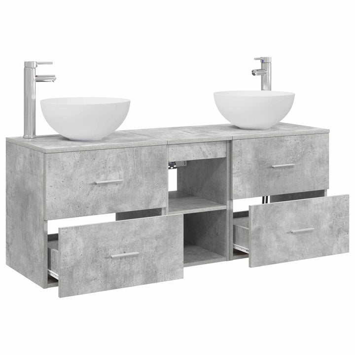 Badeværelsesskabsæt 3 stk. Betongrå 49,5 x 41 x 64,5 cm