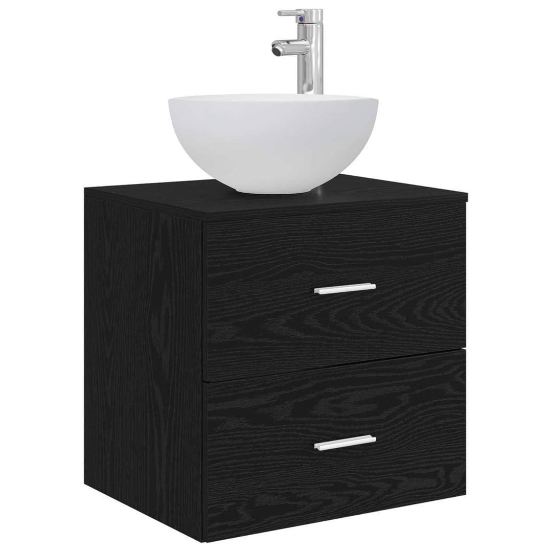 Badeværelsesskabsæt 3 stk. Sort eg 49,5 x 41 x 64,5 cm