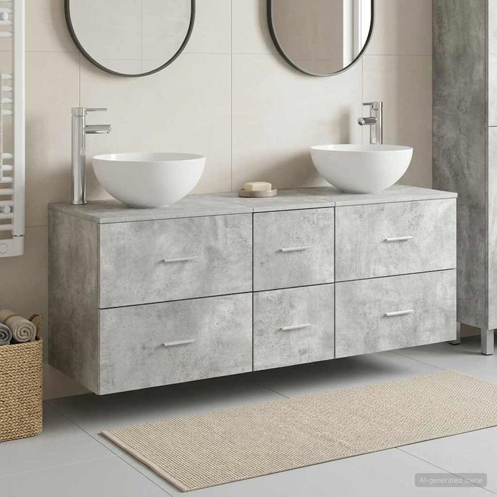 Badeværelsesskabsæt 3 stk. Betongrå 49,5 x 41 x 64,5 cm