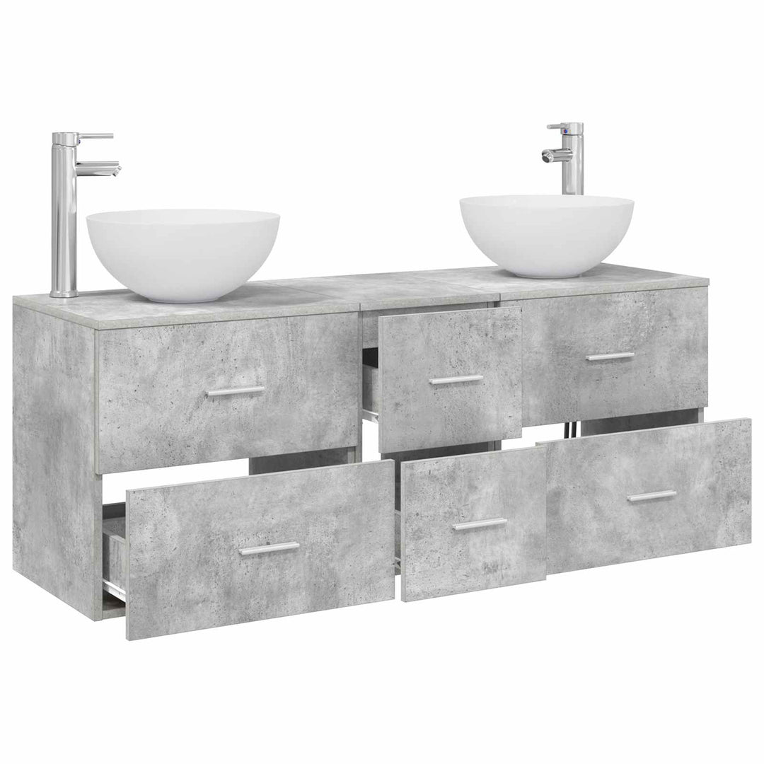 Badeværelsesskabsæt 3 stk. Betongrå 49,5 x 41 x 64,5 cm