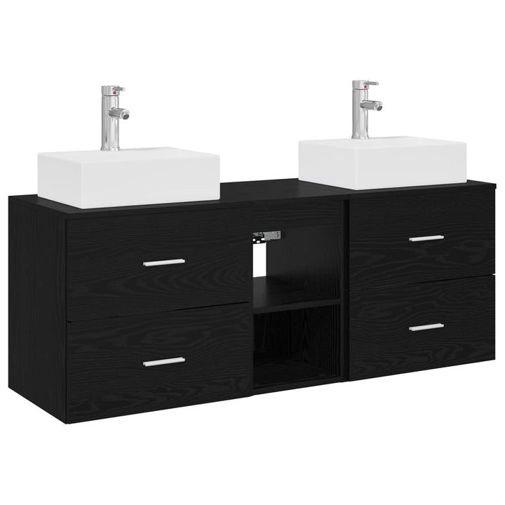 Badeværelsesskabsæt 3 stk. Sort 49,5 x 41 x 62,5 cm
