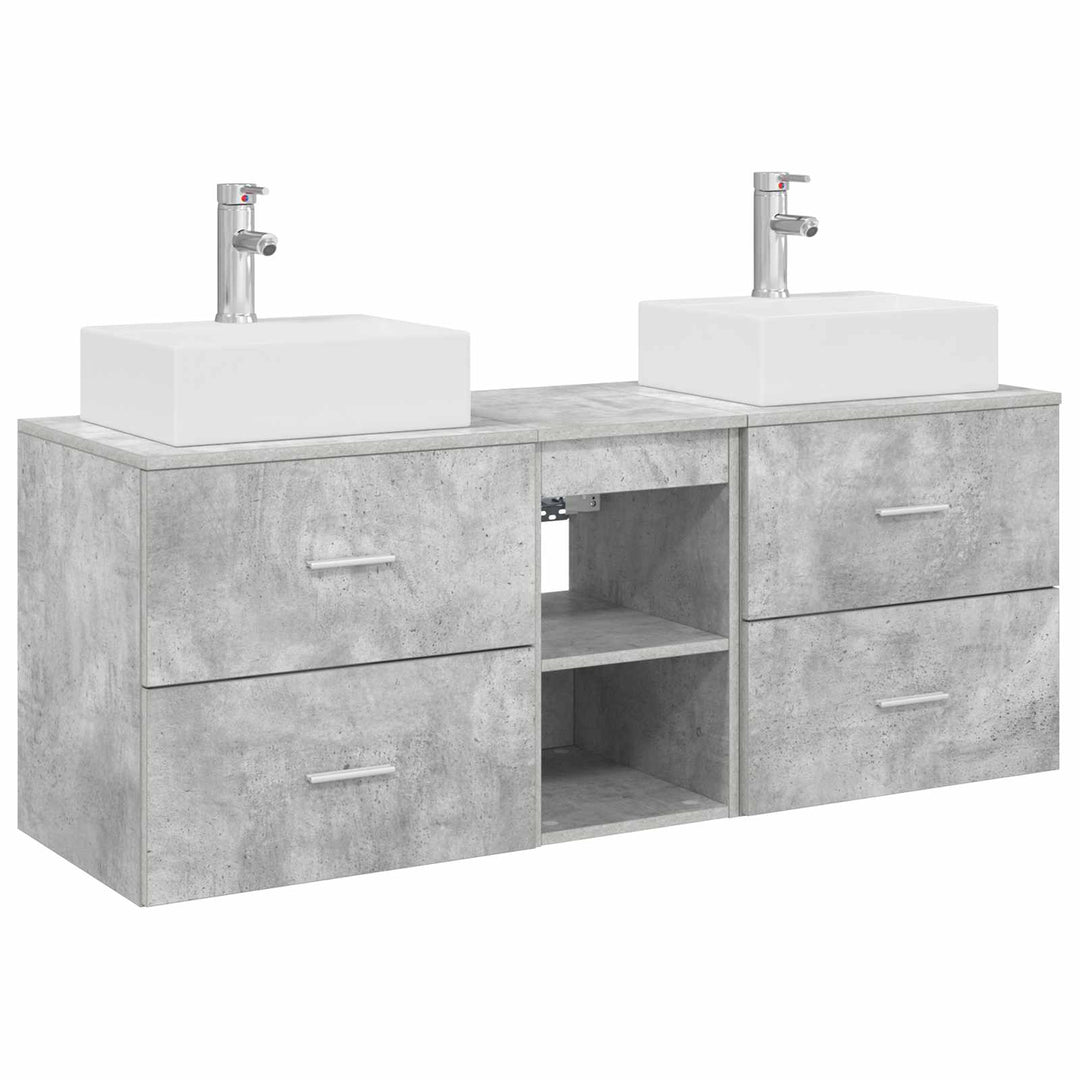 Badeværelsesskabsæt 3 stk. Betongrå 49,5 x 41 x 62,5 cm