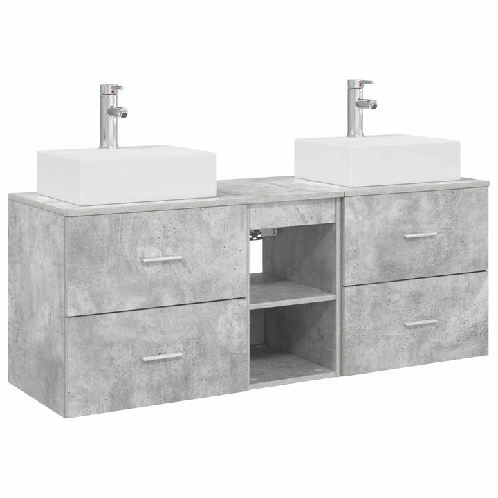 Badeværelsesskabsæt 3 stk. Betongrå 49,5 x 41 x 62,5 cm