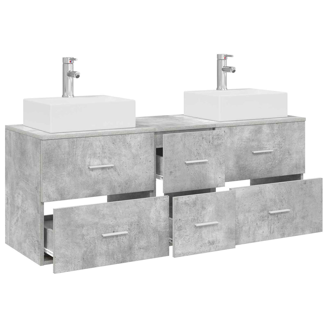 Badeværelsesskabsæt 3 stk. Betongrå 49,5 x 41 x 62,5 cm