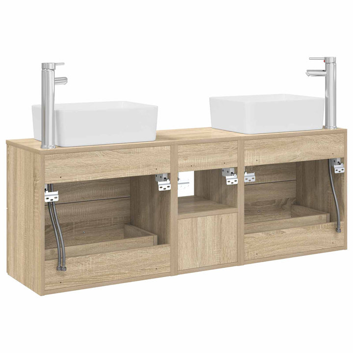Badeværelsesskabsæt 3 stk. Sonoma-eg 53 x 34,5 x 63 cm
