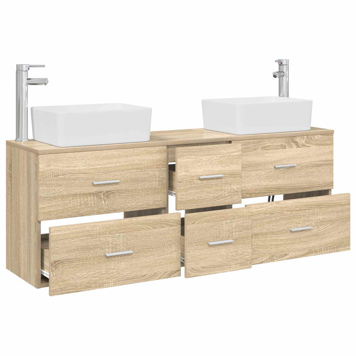 Badeværelsesskabsæt 3 stk. Sonoma-eg 53 x 34,5 x 63 cm