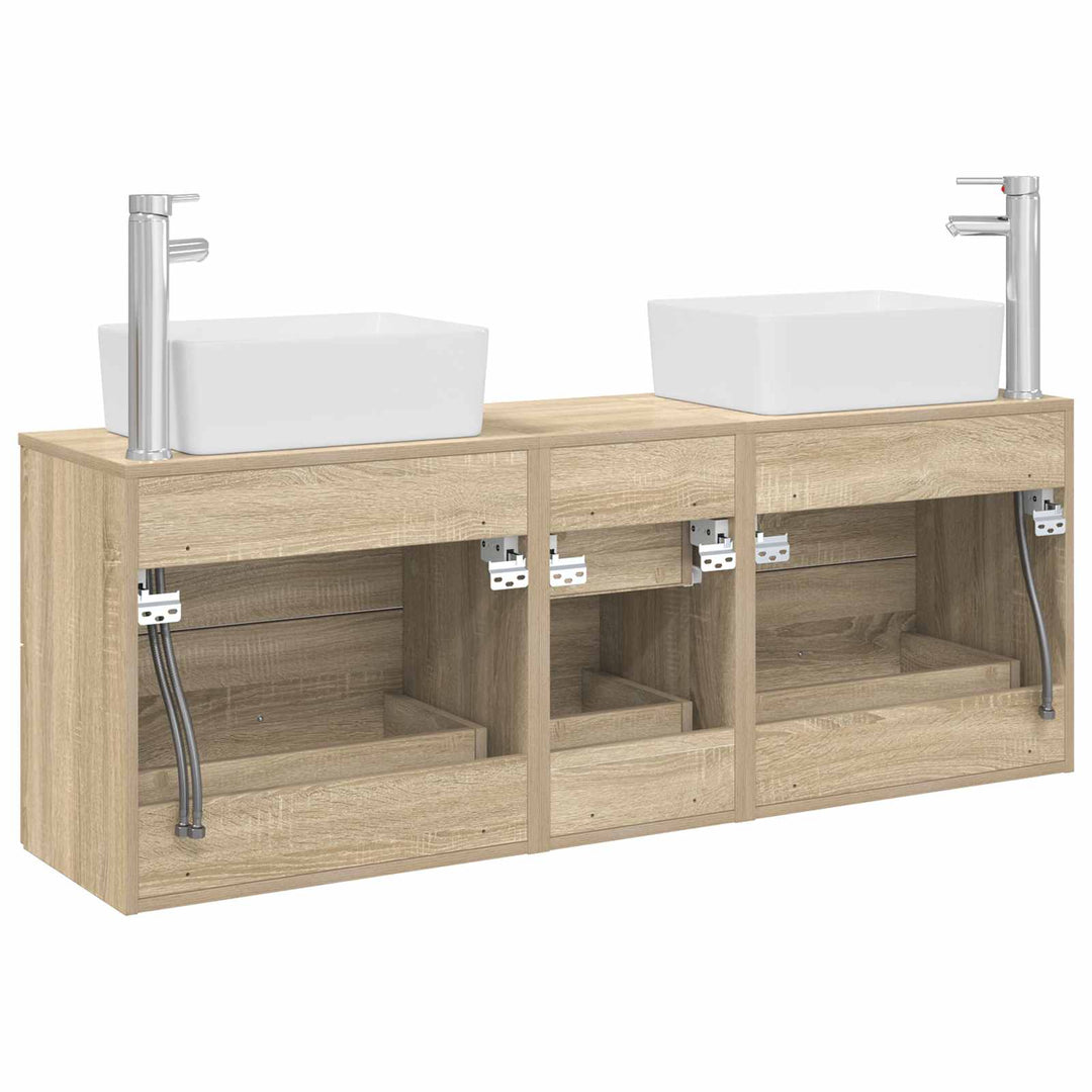 Badeværelsesskabsæt 3 stk. Sonoma-eg 53 x 34,5 x 63 cm