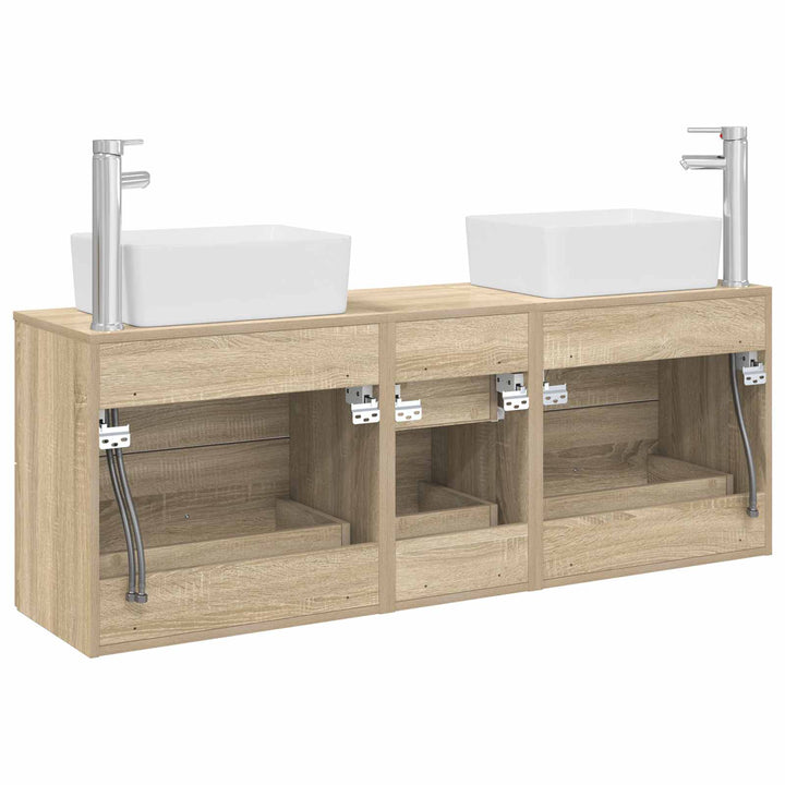 Badeværelsesskabsæt 3 stk. Sonoma-eg 53 x 34,5 x 63 cm