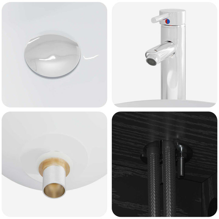 Badeværelsesskabsæt 3 stk. Sort 62,5 x 44,5 x 50 cm