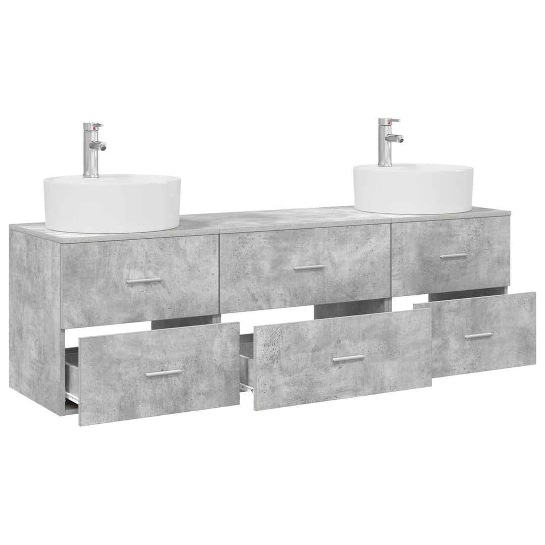 Badeværelsesskabsæt 3 stk. Betongrå 62,5 x 44,5 x 50 cm