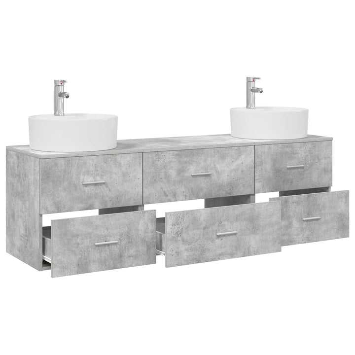 Badeværelsesskabsæt 3 stk. Betongrå 62,5 x 44,5 x 50 cm