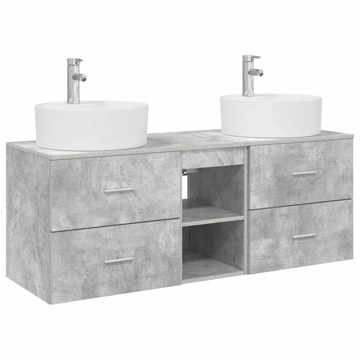 Badeværelsesskabsæt 3 stk. Betongrå 49,5 x 44,5 x 65 cm