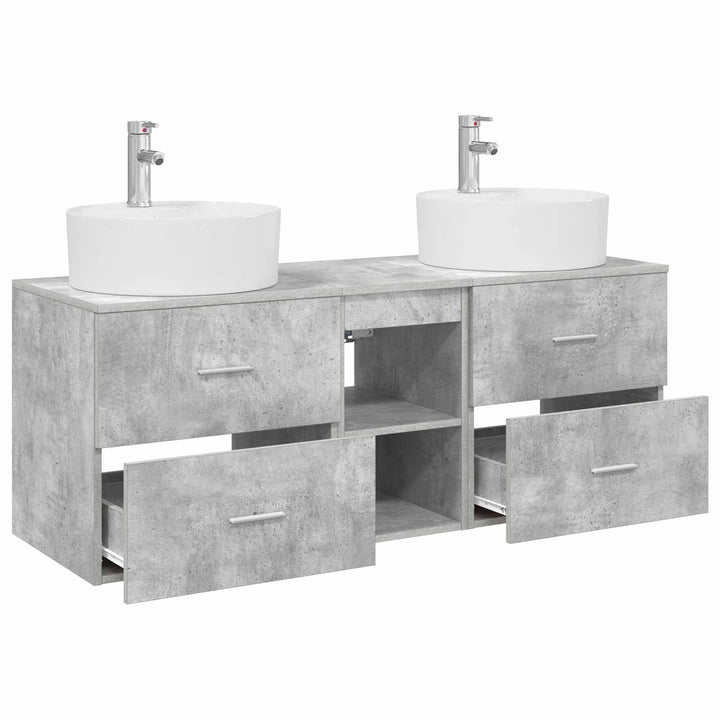 Badeværelsesskabsæt 3 stk. Betongrå 49,5 x 44,5 x 65 cm